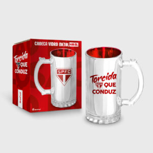 Caneca Vidro Metálica São Paulo Ref 19243